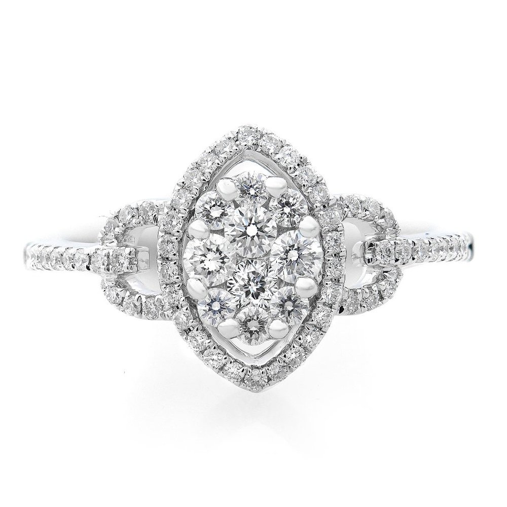 Rachel Koen Diamond Dainty Ring 18K White Gold 0.50cttw Size 7